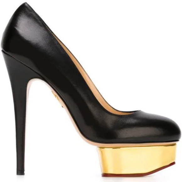 Charlotte Olympia Black Leather Dolly Pumps Sz 40 - Picture 2 of 8